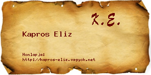 Kapros Eliz névjegykártya